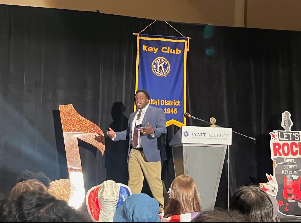 Prince Botchway keynoting at a Key Club leadership event