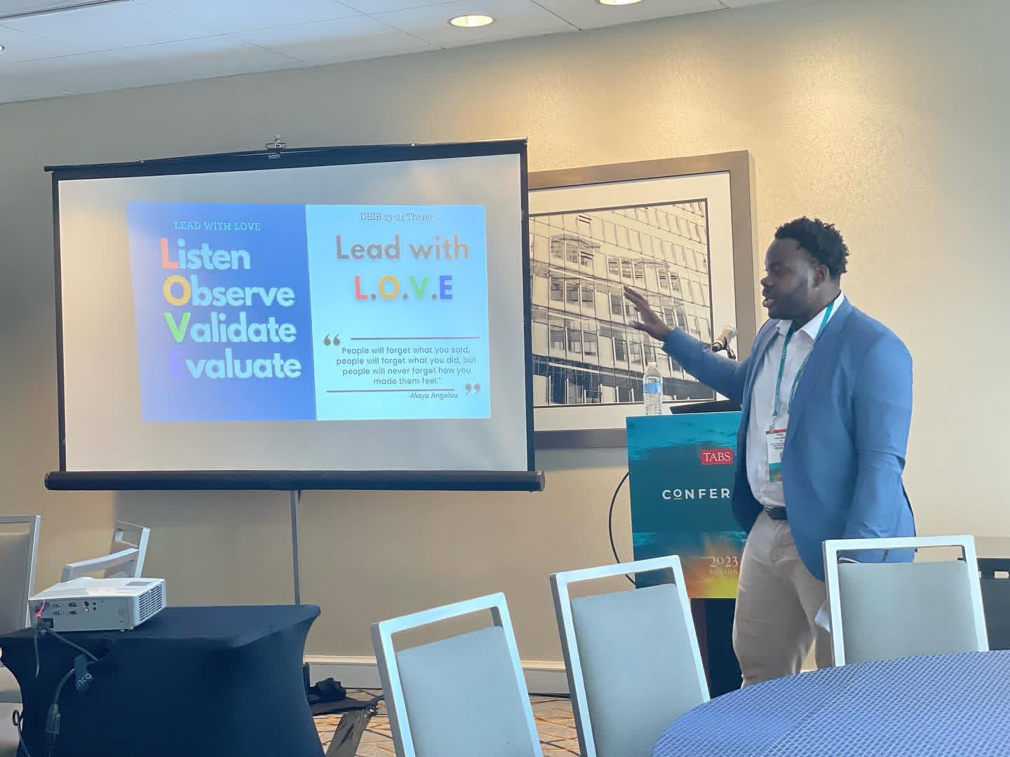 Prince Botchway presenting 'Lead with L.O.V.E' at the TABS Conference